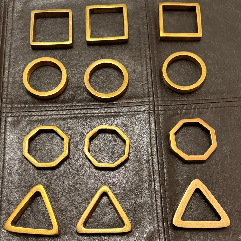 CB2 Gold Geometric Napkin Rings Set - Picture 1 of 1